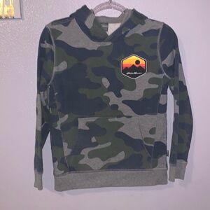 Eddie Bauer Camo Logo Hoodie Sweatshirt Outdoor Youth Medium 10/12